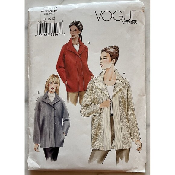 Vintage Vogue Pattern P939 Women's Petite Jacket Size 14-16-18 Duster Over Coat - Picture 1 of 3